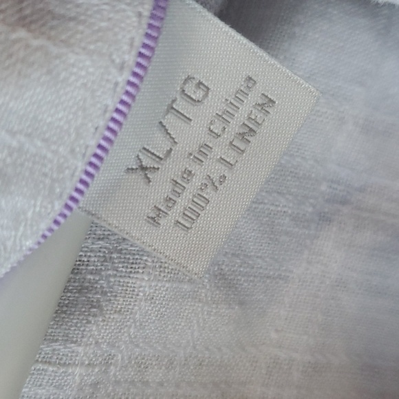 Tommy Bahama lavender and yellow stripe button down 100% linen XL SS - Picture 9 of 13